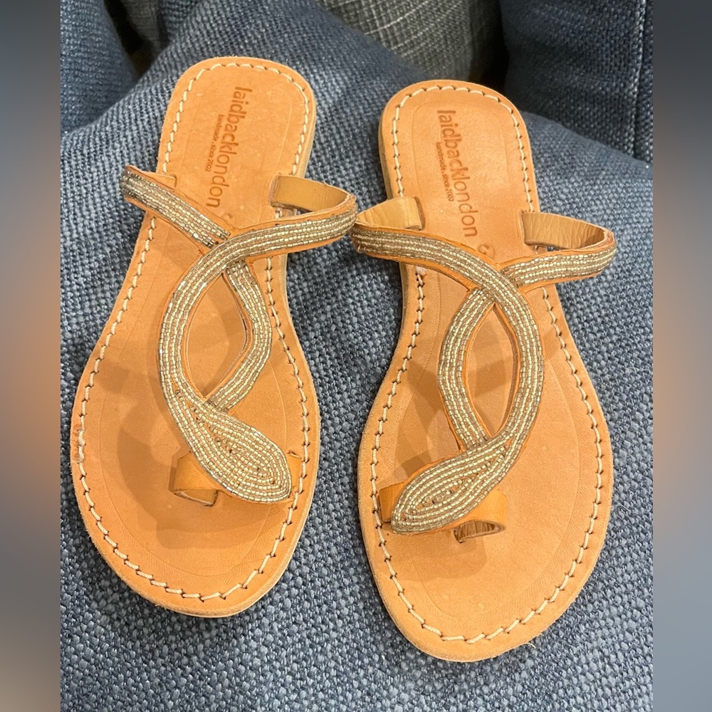 Laidback London Silver beads Sandals.